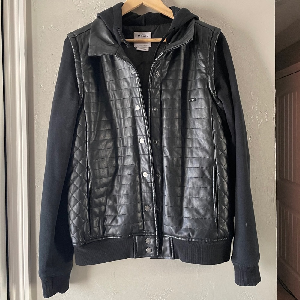 RVCA pleather hooded jacket